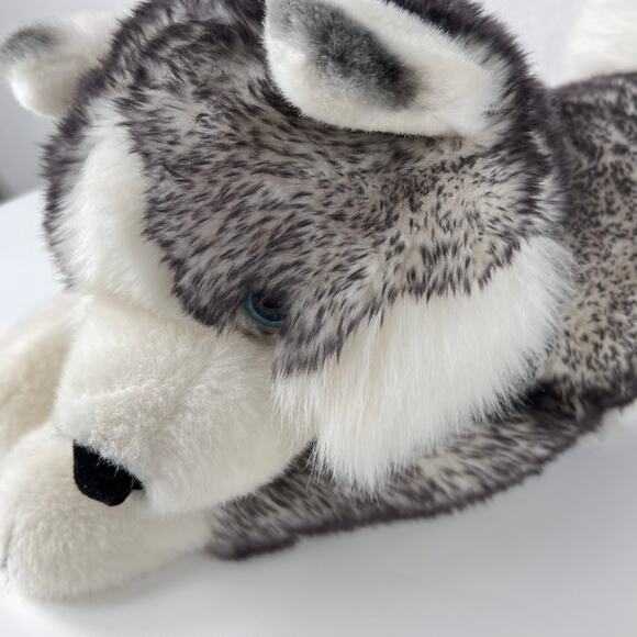 Vintage Aurora Super Flopsies Mush 28" Husky Dog Gray Plush Blue Eyes 2008 Jumbo - Picture 4 of 13